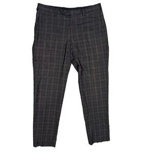 Pal Zileri Dress Pants Check Wool Trousers Made in Italy Grey 32x30